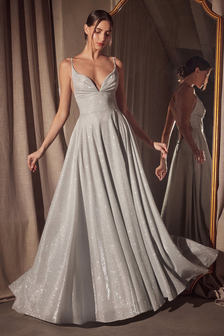 Amoris T214 Evening Gown with Iridescent A-Line Silhouette