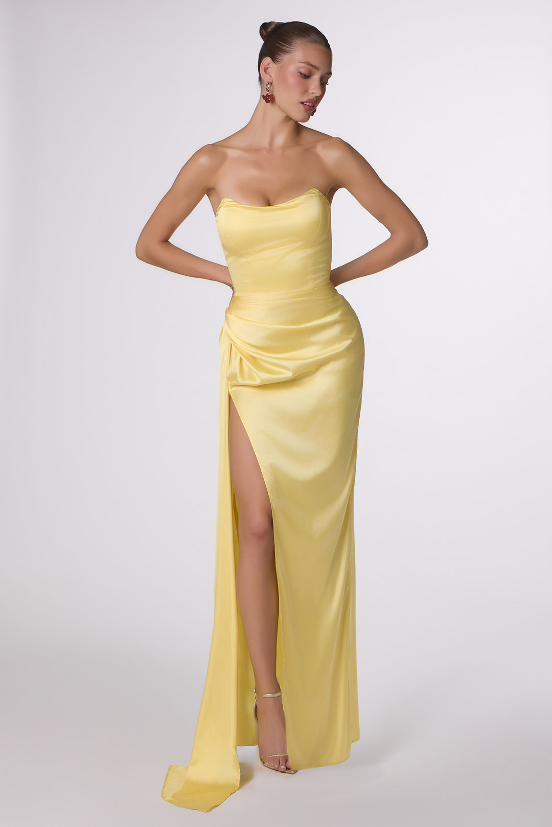 Amoris T215 Evening Gown with Fitted Silhouette and Strapless Neckline