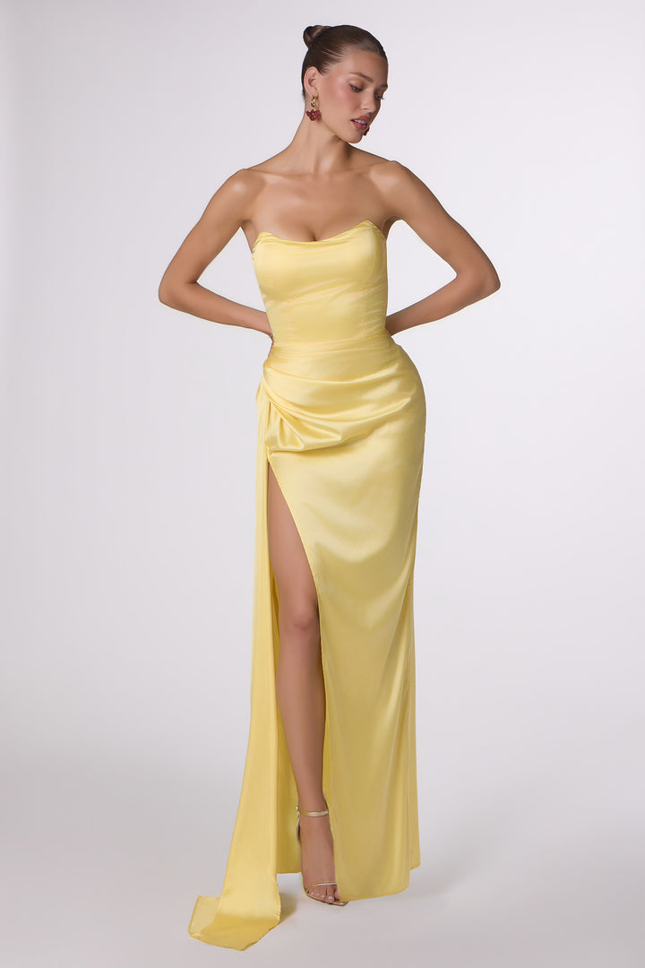 Amoris T215 Evening Gown with Fitted Silhouette and Strapless Neckline