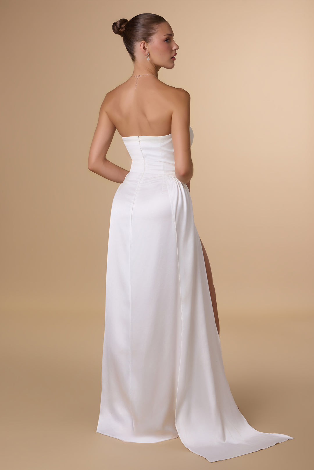 Amoris T215W Strapless Satin Wedding Gown