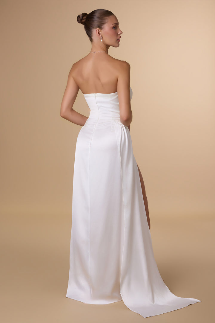 Amoris T215W Strapless Satin Wedding Gown