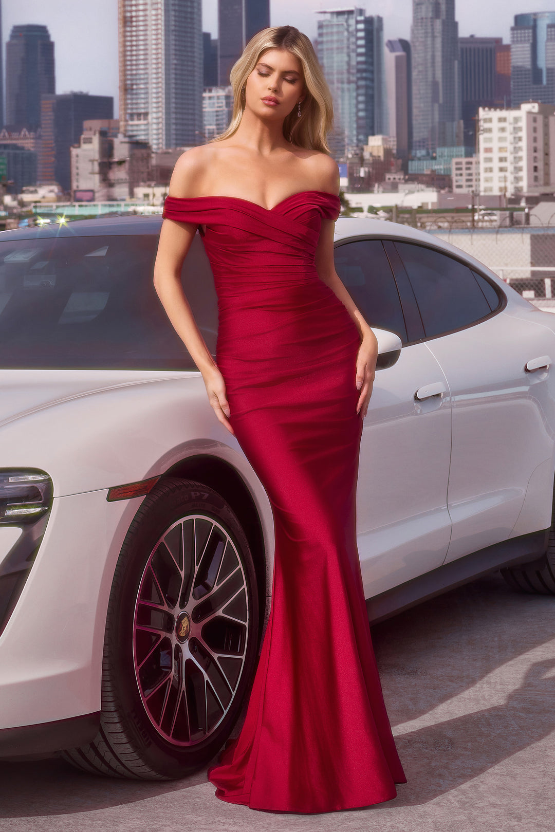 Amoris T402 Evening Gown Off-The-Shoulder Fitted Silhouette