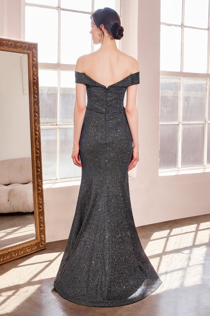 Amoris T602 Evening Gown Off-The-Shoulder Iridescent Fabric