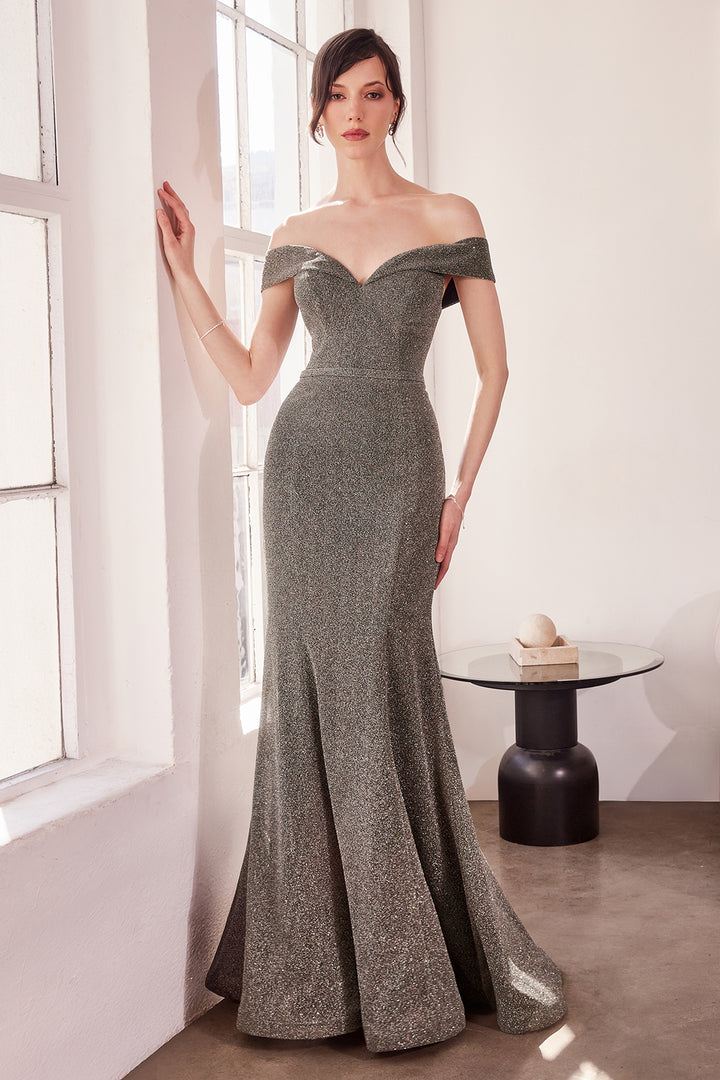 Amoris T602 Evening Gown Off-The-Shoulder Iridescent Fabric