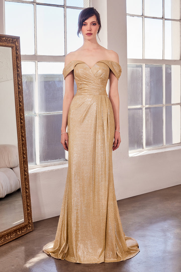 Amoris T605 Evening Gown Off-the-Shoulder Iridescent Fabric