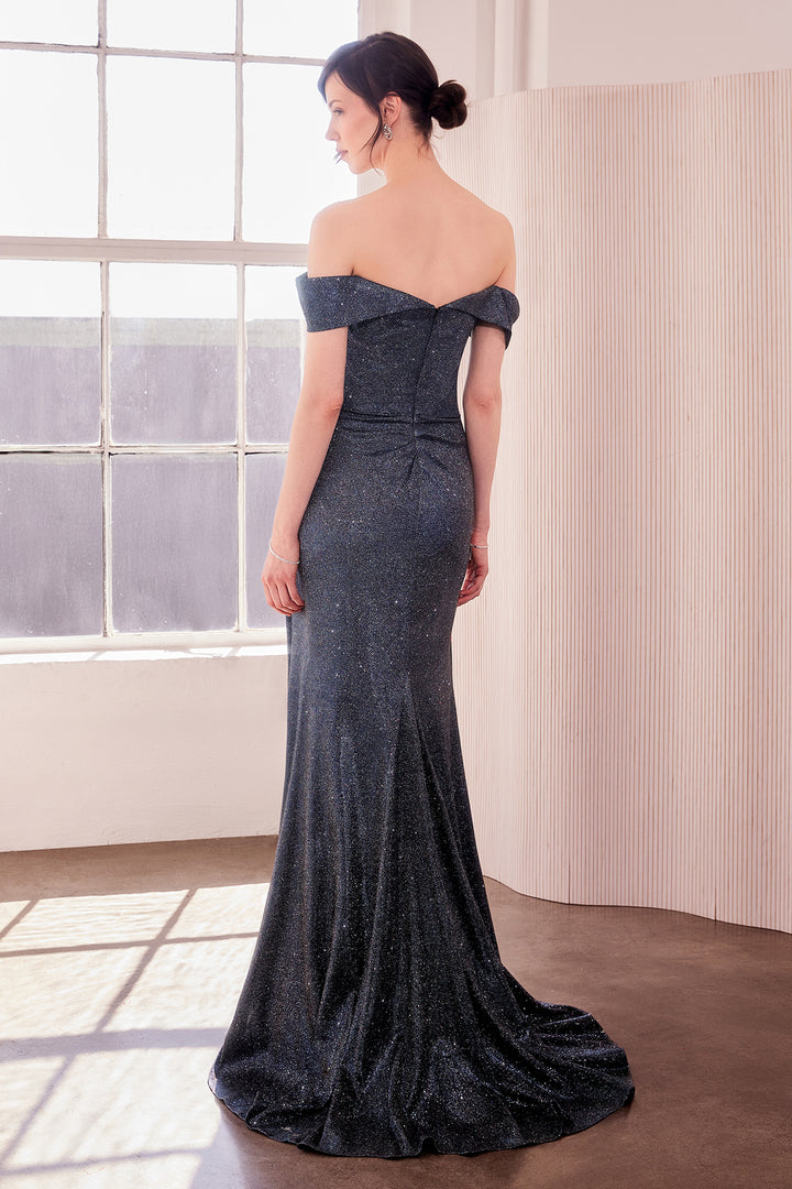 Amoris T605 Evening Gown Off-the-Shoulder Iridescent Fabric