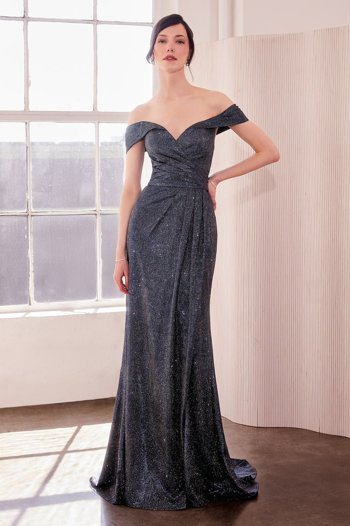 Amoris T605 Evening Gown Off-the-Shoulder Iridescent Fabric