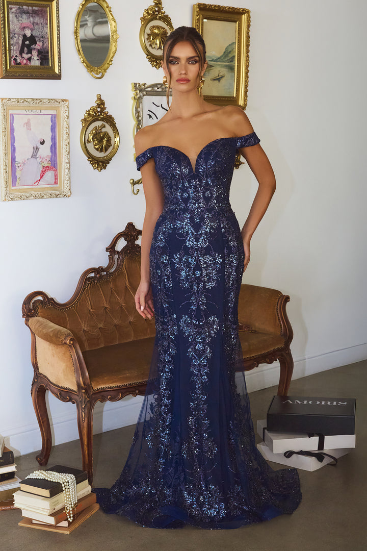 Amoris T613 Evening Gown Off-the-Shoulder Silhouette