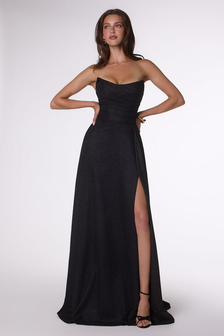 Amoris T701 Evening Gown with Strapless Scoop Neckline