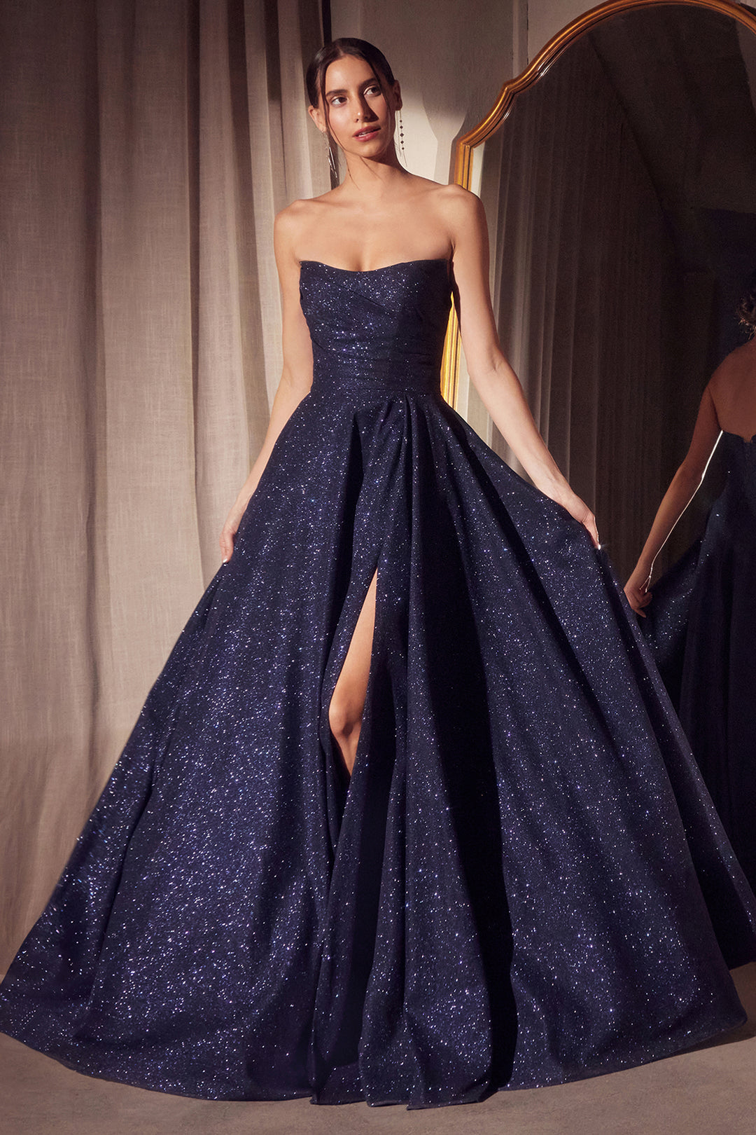 Amoris T701 Evening Gown with Strapless Scoop Neckline