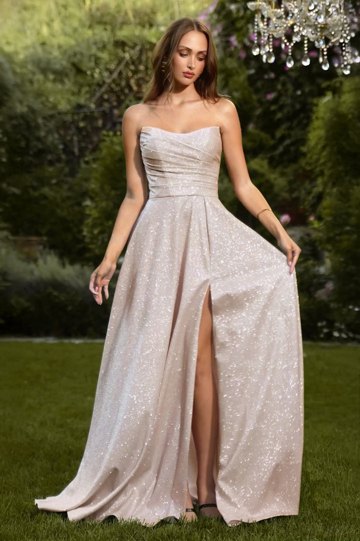 Amoris T701 Evening Gown with Strapless Scoop Neckline
