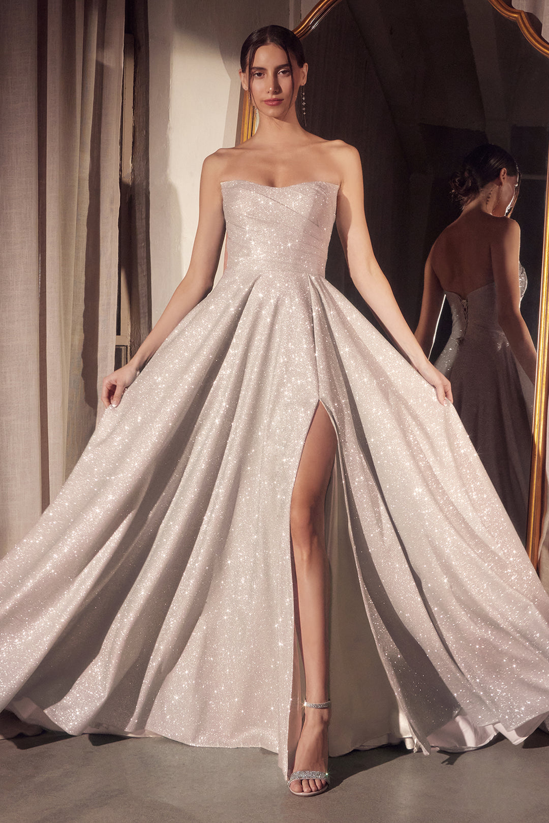 Amoris T701 Evening Gown with Strapless Scoop Neckline