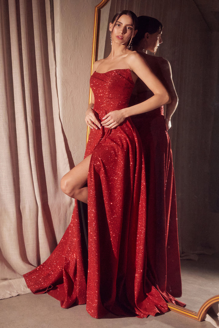 Amoris T701 Evening Gown with Strapless Scoop Neckline