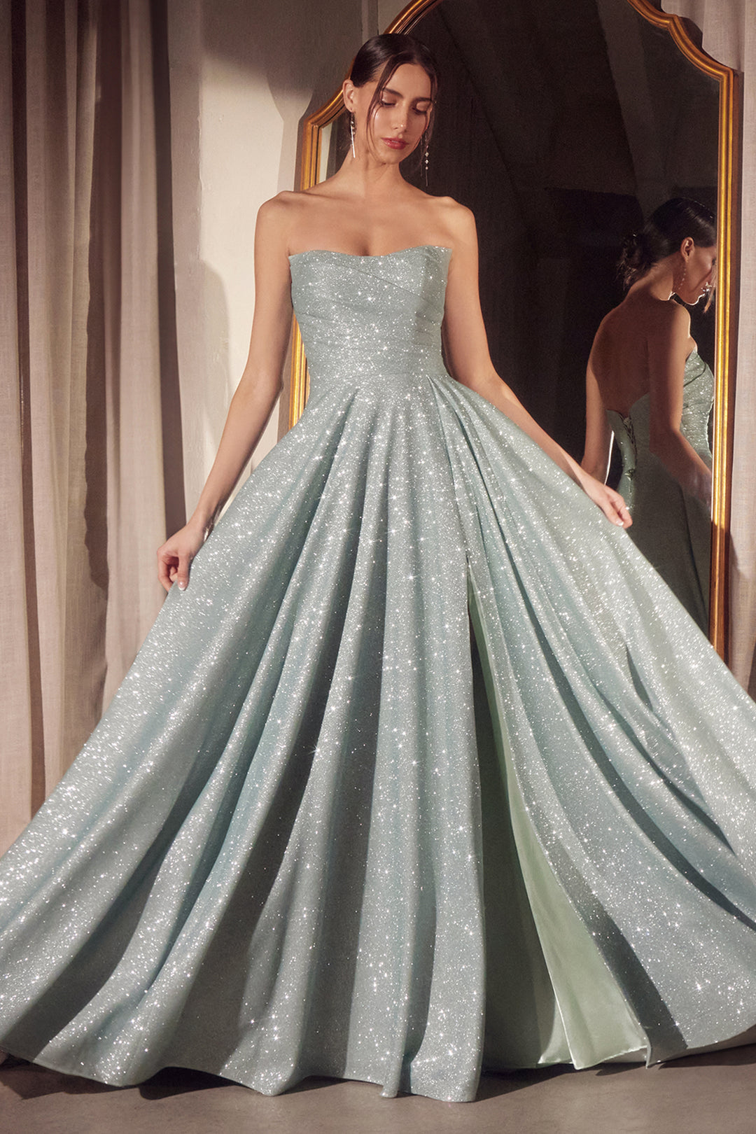 Amoris T701 Evening Gown with Strapless Scoop Neckline