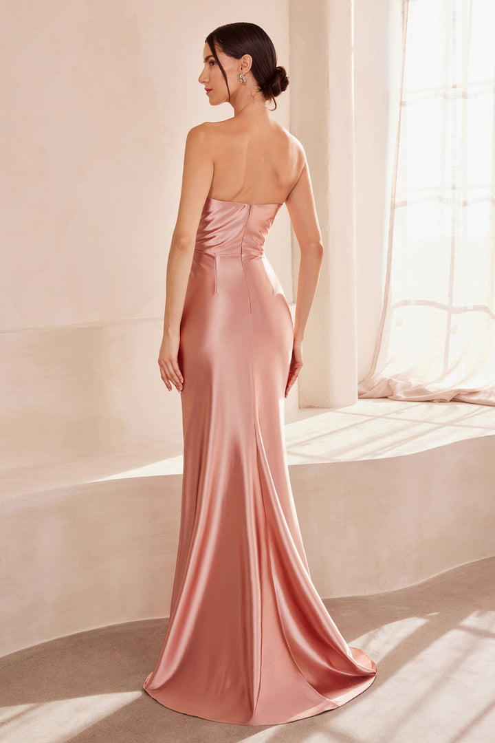 Amoris T704 Fitted Strapless Prom Dress with V-Neckline