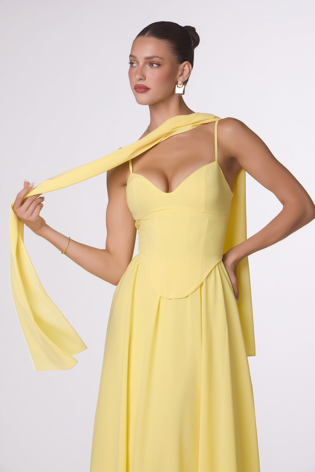 Amoris T711 A-Line Evening Gown with Pointed Sweetheart Neckline