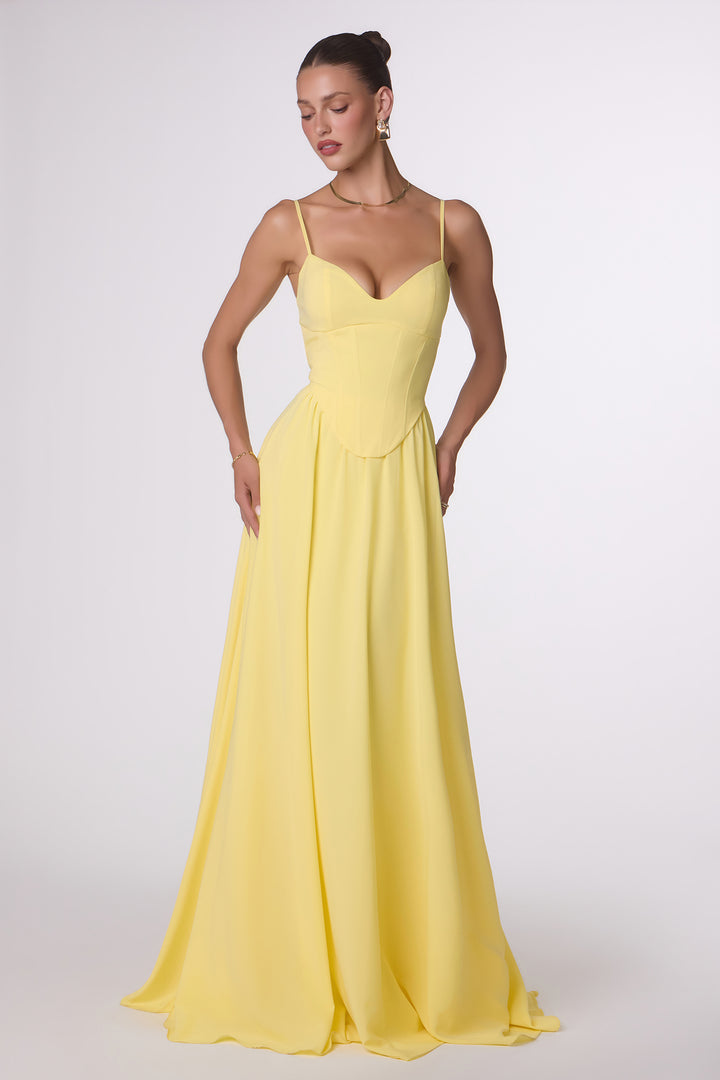 Amoris T711 A-Line Evening Gown with Pointed Sweetheart Neckline