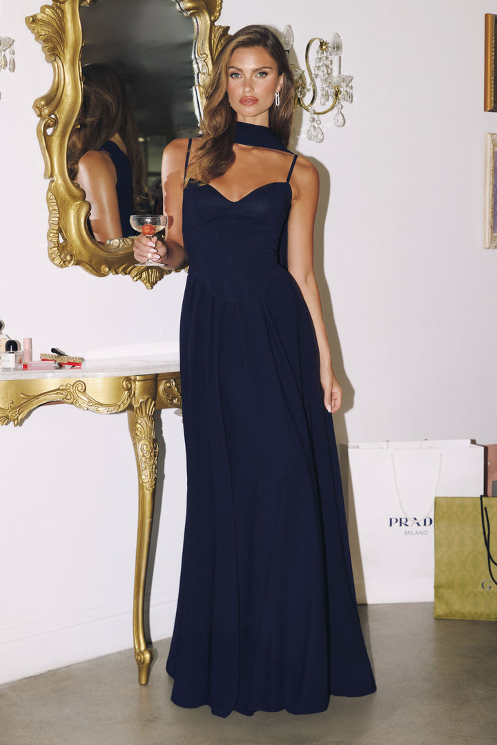 Amoris T711 A-Line Evening Gown with Pointed Sweetheart Neckline