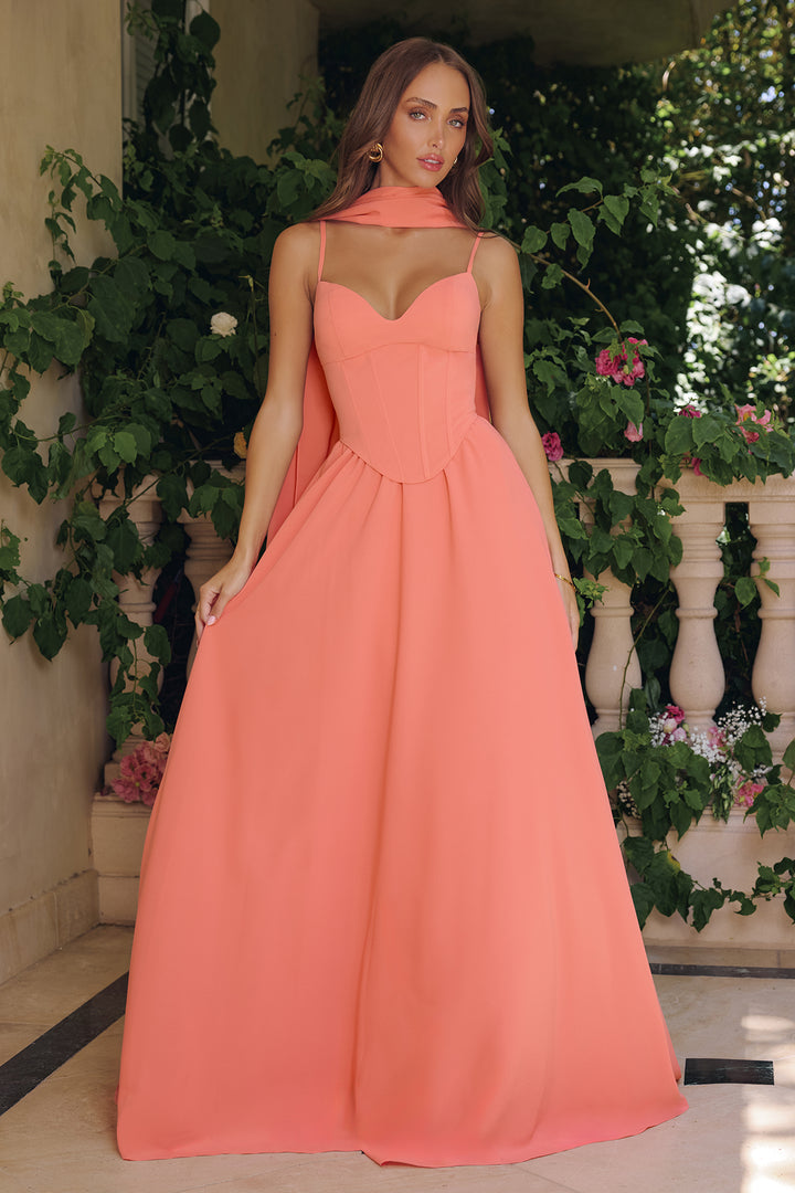 Amoris T711 A-Line Evening Gown with Pointed Sweetheart Neckline