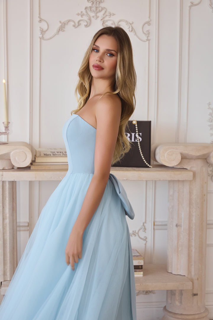 Amoris T712 A-Line Evening Gown with Strapless Bodice