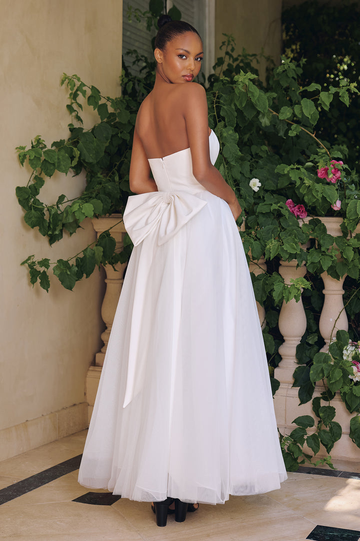Amoris T712W Strapless Crepe Bodice Wedding Gown