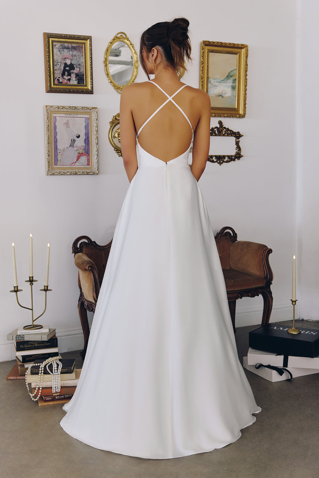 Amoris T714W Draped Cowl A-line Wedding Gown