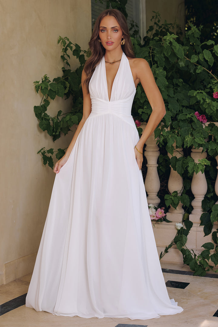 Amoris T715W Deep V Halter A-line Wedding Gown