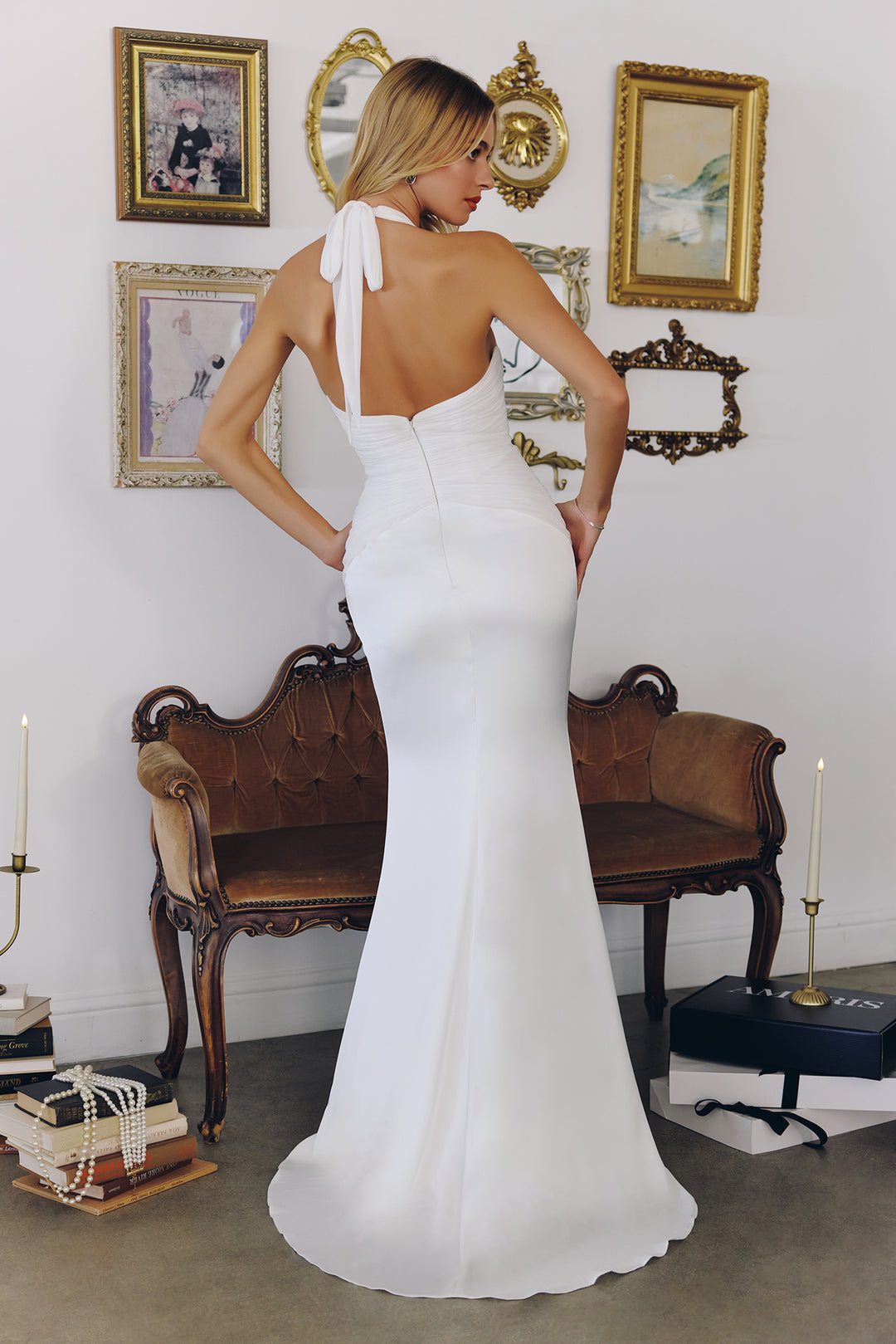 Amoris T720W Halter Plunging V Neck Wedding Gown
