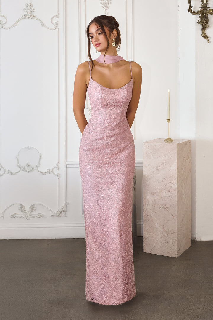 Amoris T725 Evening Gown with Fitted Lace Silhouette