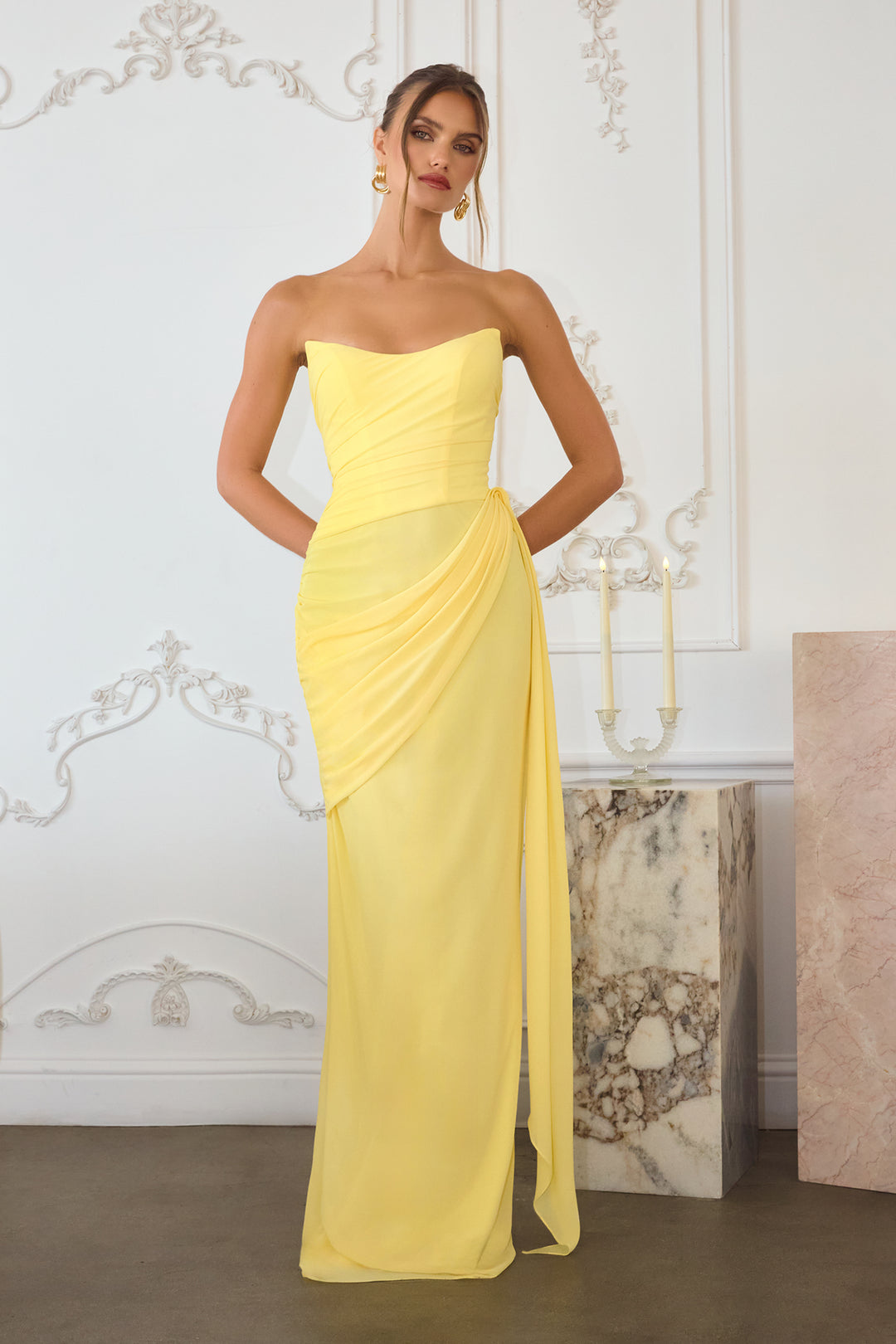 Amoris T726 Evening Gown with Strapless Neckline in Chiffon