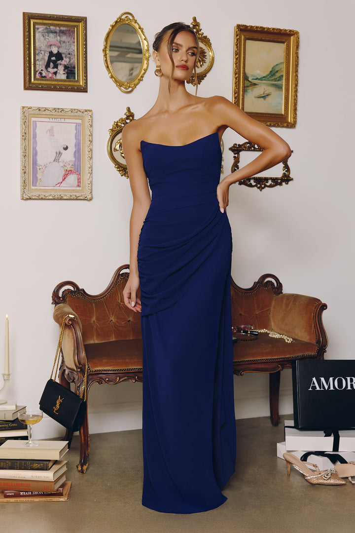 Amoris T726 Evening Gown with Strapless Neckline in Chiffon