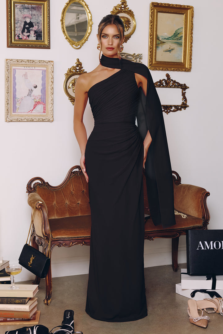 Amoris T730 One-Shoulder Evening Gown in Chiffon
