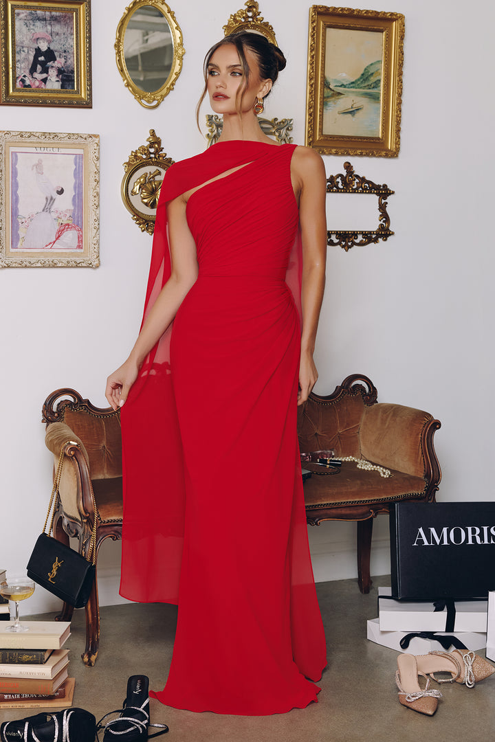 Amoris T730 One-Shoulder Evening Gown in Chiffon