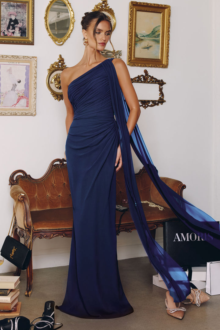 Amoris T730 One-Shoulder Evening Gown in Chiffon