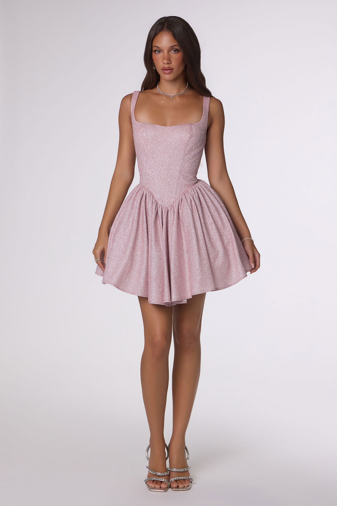 Amoris T738 Fit-and-Flare Mini Cocktail Dress with Square Neckline