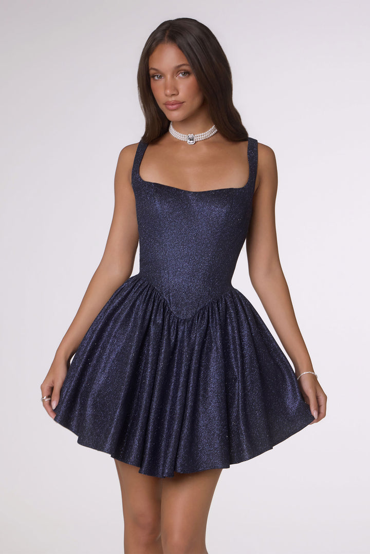Amoris T738 Fit-and-Flare Mini Cocktail Dress with Square Neckline