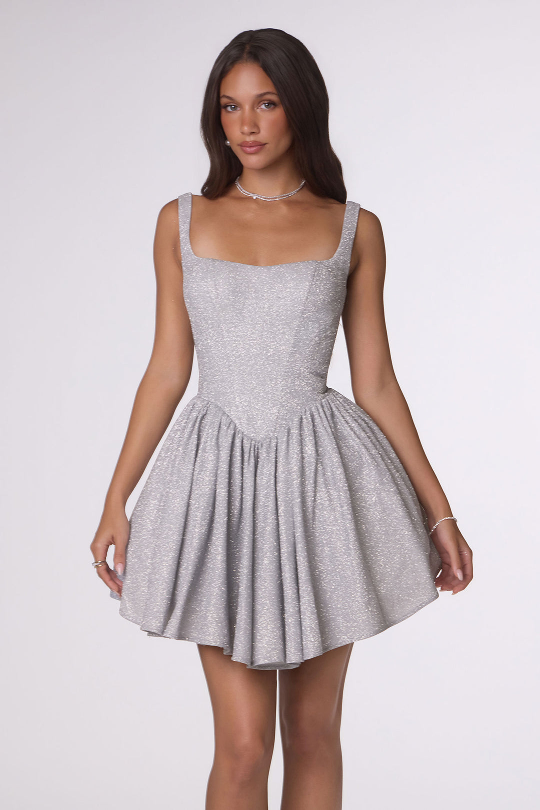 Amoris T738 Fit-and-Flare Mini Cocktail Dress with Square Neckline