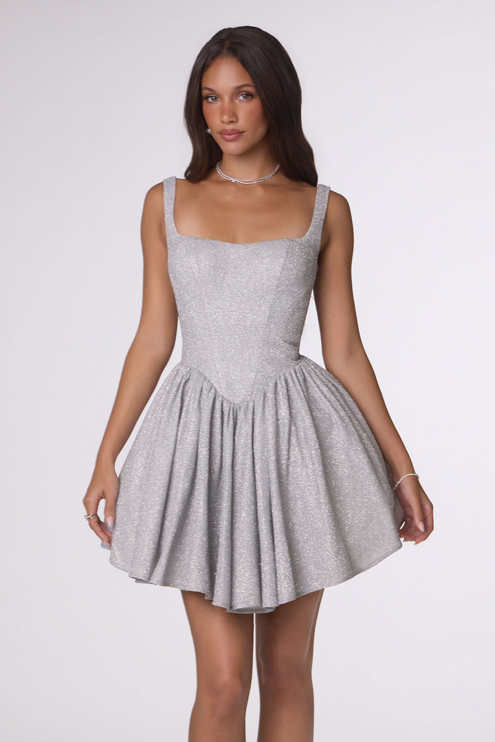 Amoris T738 Fit-and-Flare Mini Cocktail Dress with Square Neckline