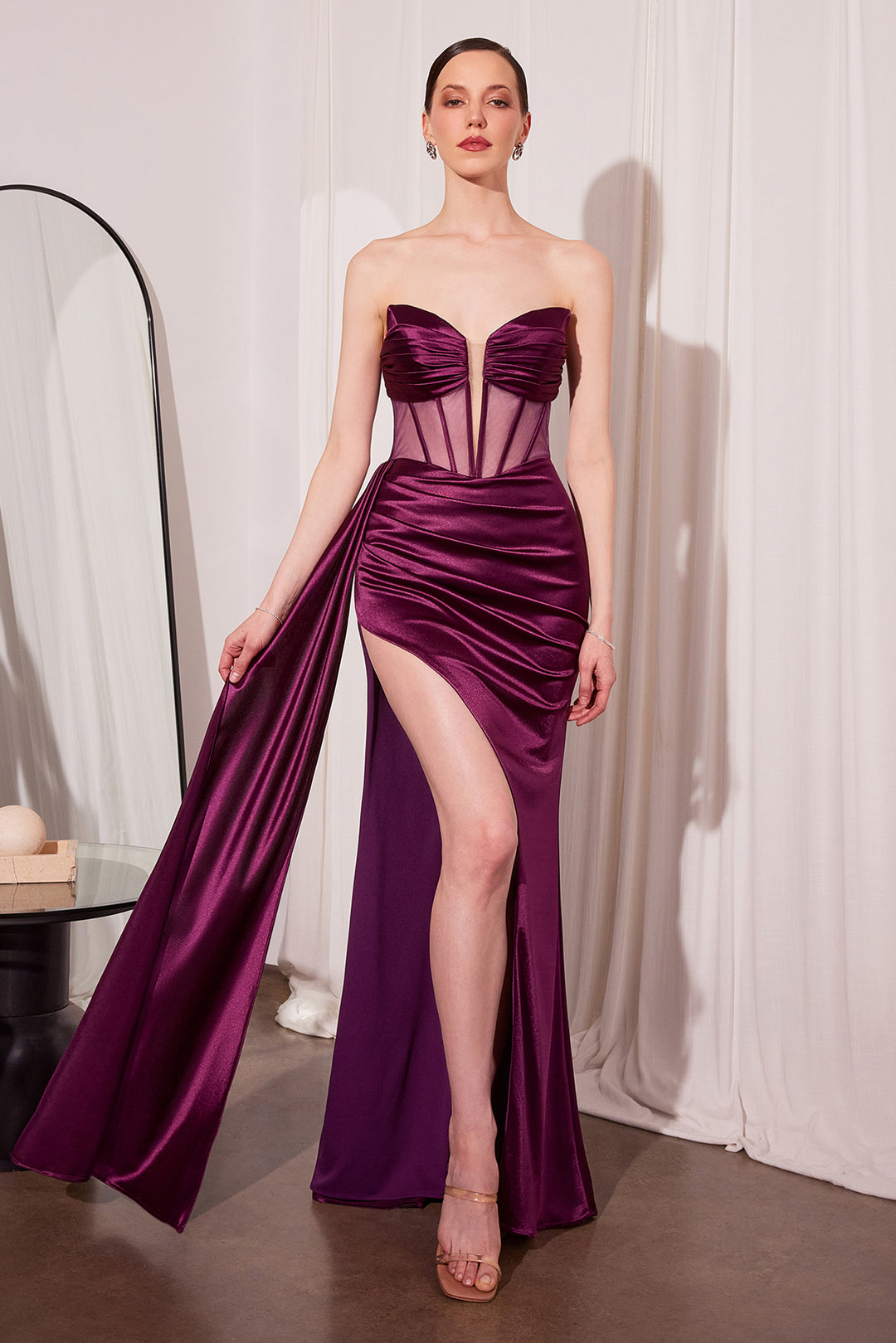 Amoris T811 Evening Gown with Plunging Strapless Neckline