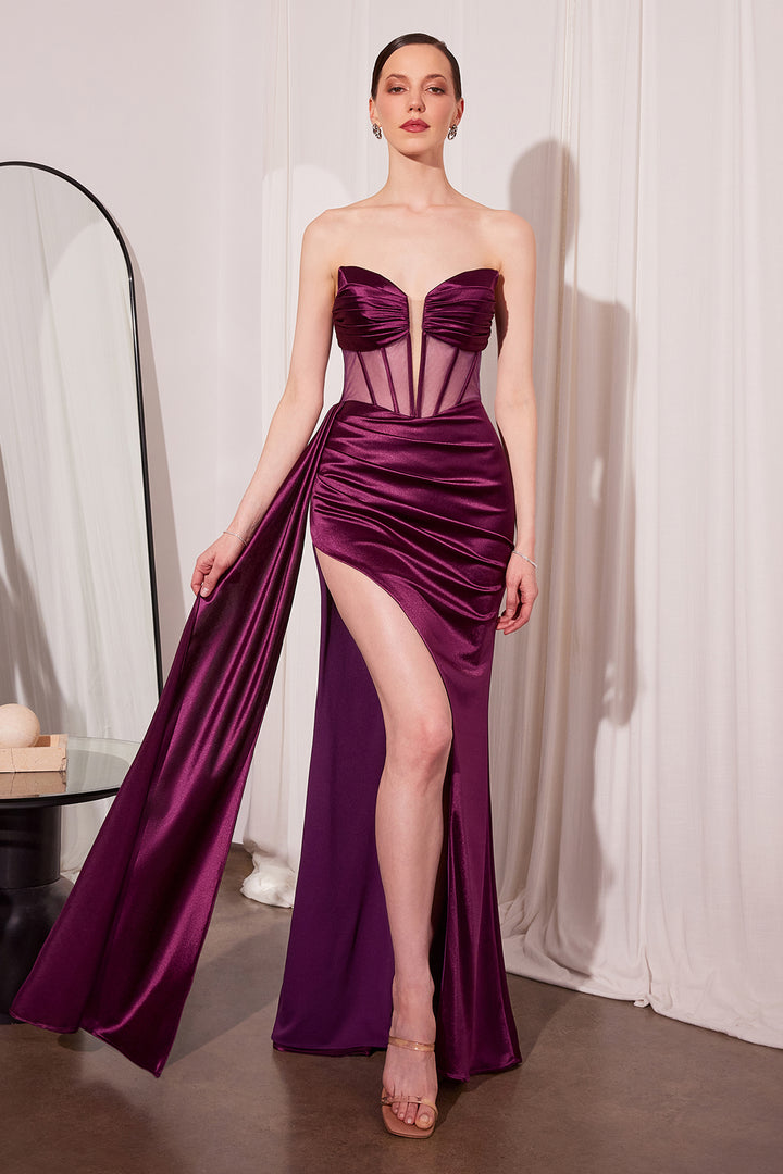 Amoris T811 Evening Gown with Plunging Strapless Neckline