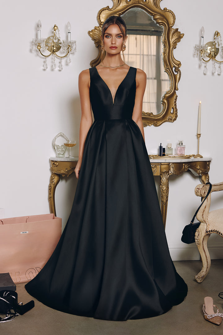 Amoris T814 Evening Gown with Deep V-Neckline