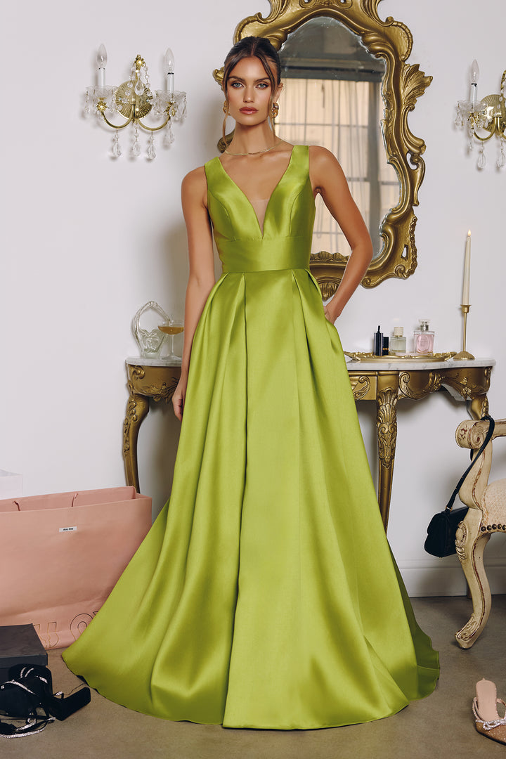 Amoris T814 Evening Gown with Deep V-Neckline