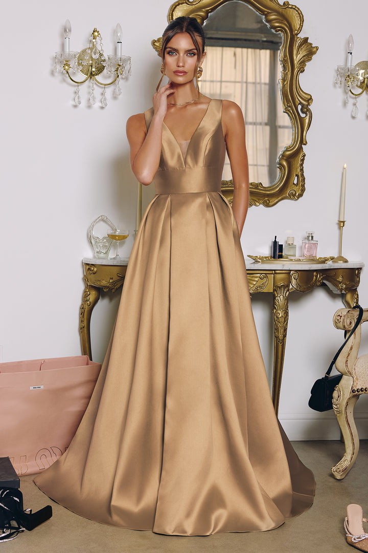 Amoris T814 Evening Gown with Deep V-Neckline