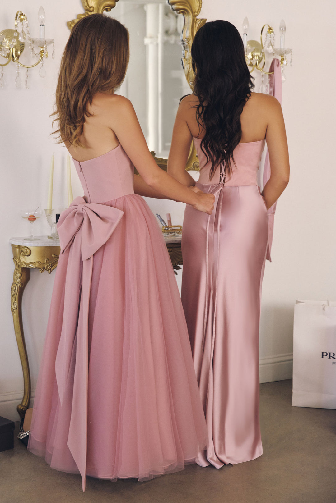 Amoris T816 Strapless Evening Gown with Soft Train