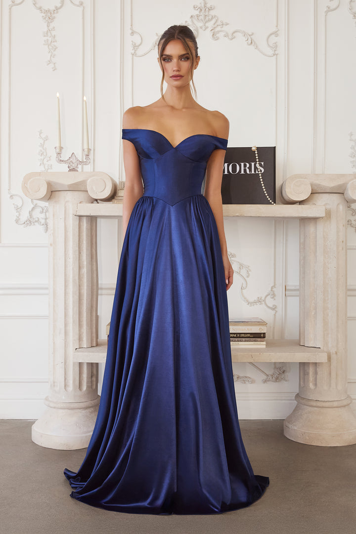 Amoris T821 Evening Gown Off-the-Shoulder Satin Silhouette
