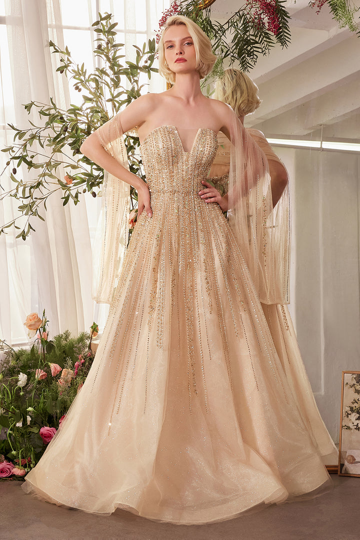 ANDREA & LEO A1369 Strapless Ombre Beaded A-Line Dress ANDREA & LEO A1369 Strapless Ombre Beaded A-Line Dress