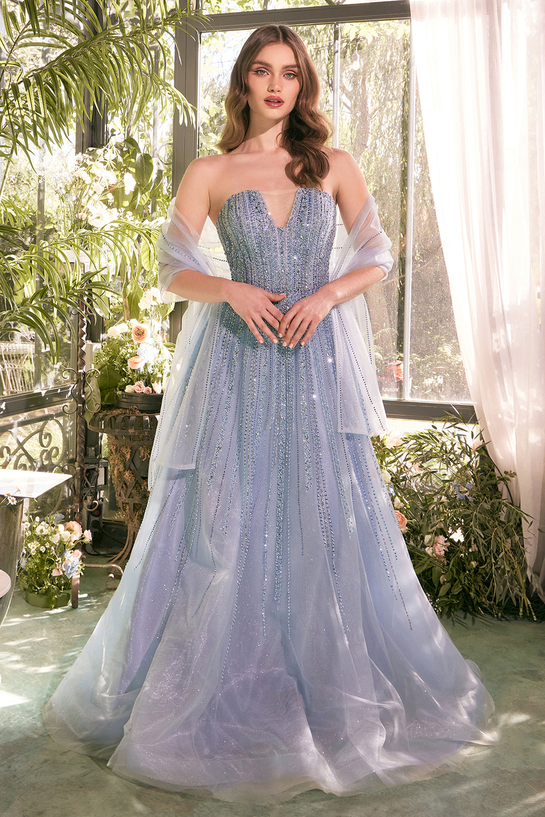 ANDREA & LEO A1369 Strapless Ombre Beaded A-Line Dress ANDREA & LEO A1369 Strapless Ombre Beaded A-Line Dress