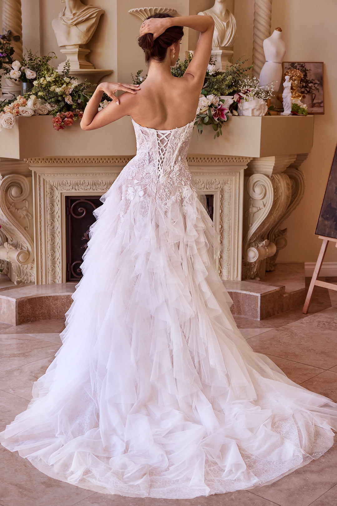 ANDREA & LEO WL016 Strapless Drop Waist Cascading Wedding Dress ANDREA & LEO WL016 Strapless Drop Waist Cascading Wedding Dress