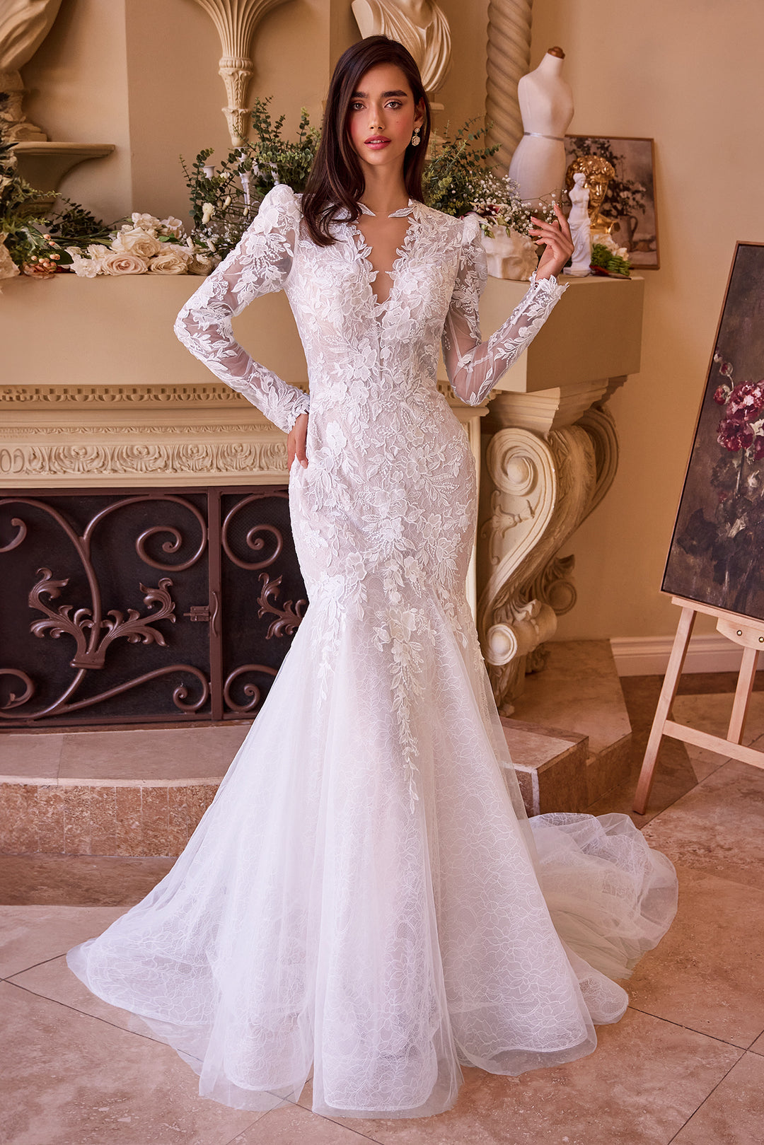 ANDREA & LEO WL036 Long Sleeve Lace Mermaid Bridal Gown ANDREA & LEO WL036 Long Sleeve Lace Mermaid Bridal Gown