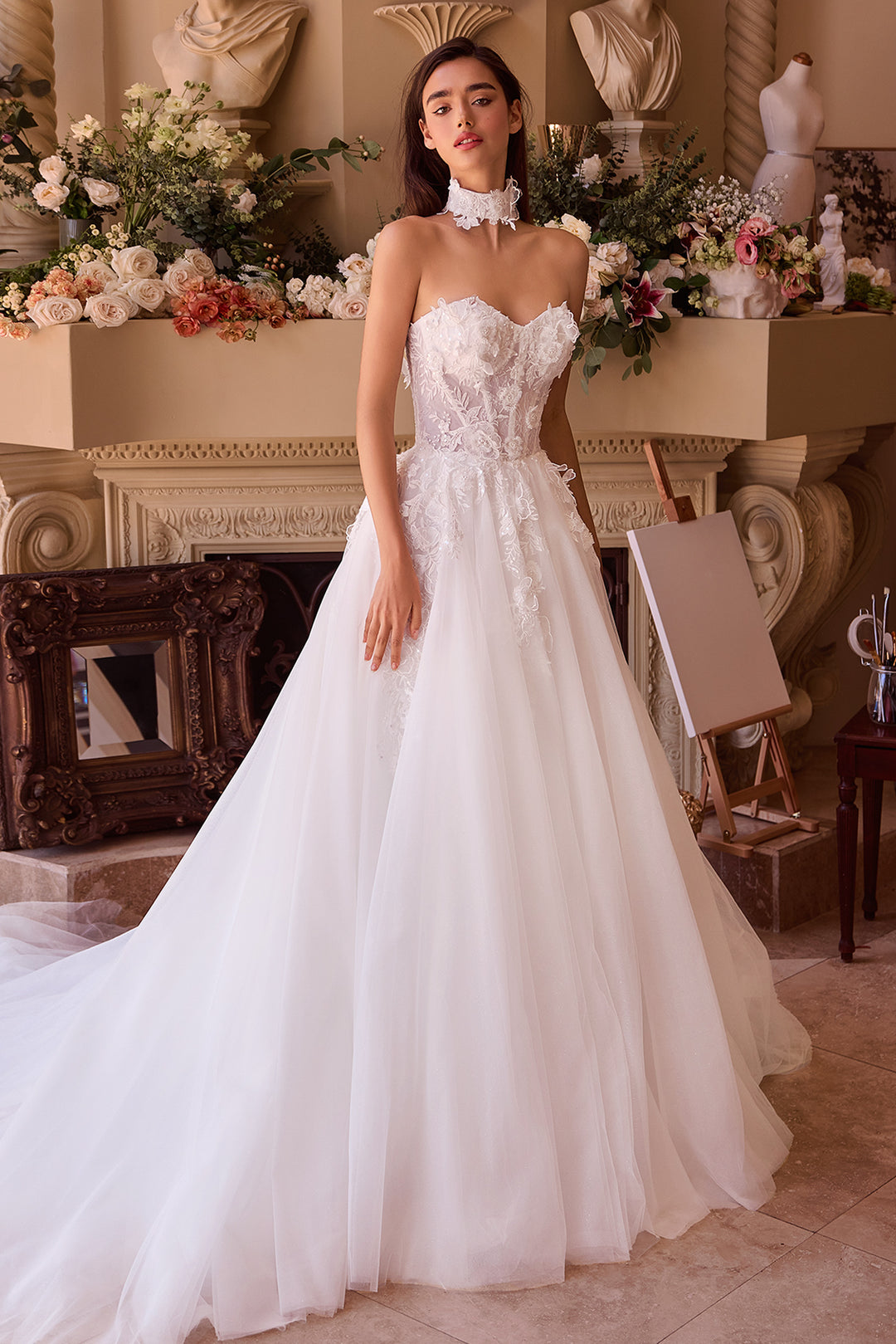 ANDREA & LEO WL041 Strapless Lace & Tulle Wedding Ball Gown
